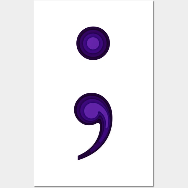 Papercut effect semicolon Wall Art by mia-alice85